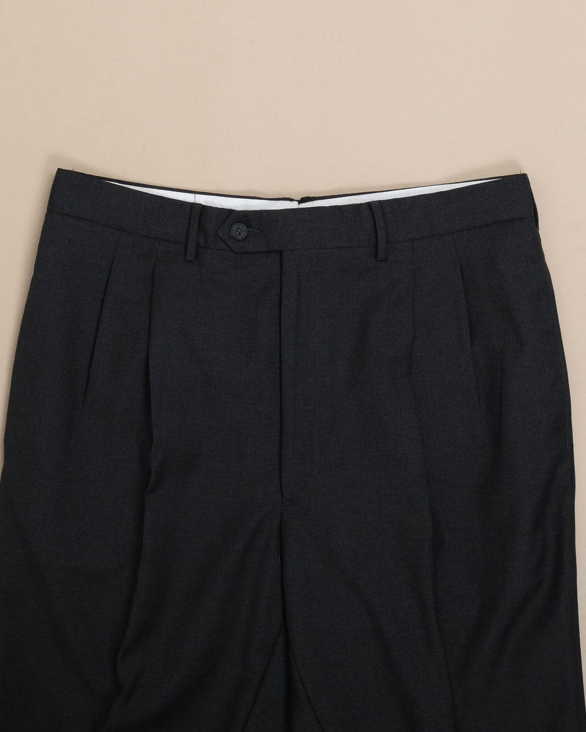 Dark Grey High-Rise Worsted Virgin Wool Twill Trousers