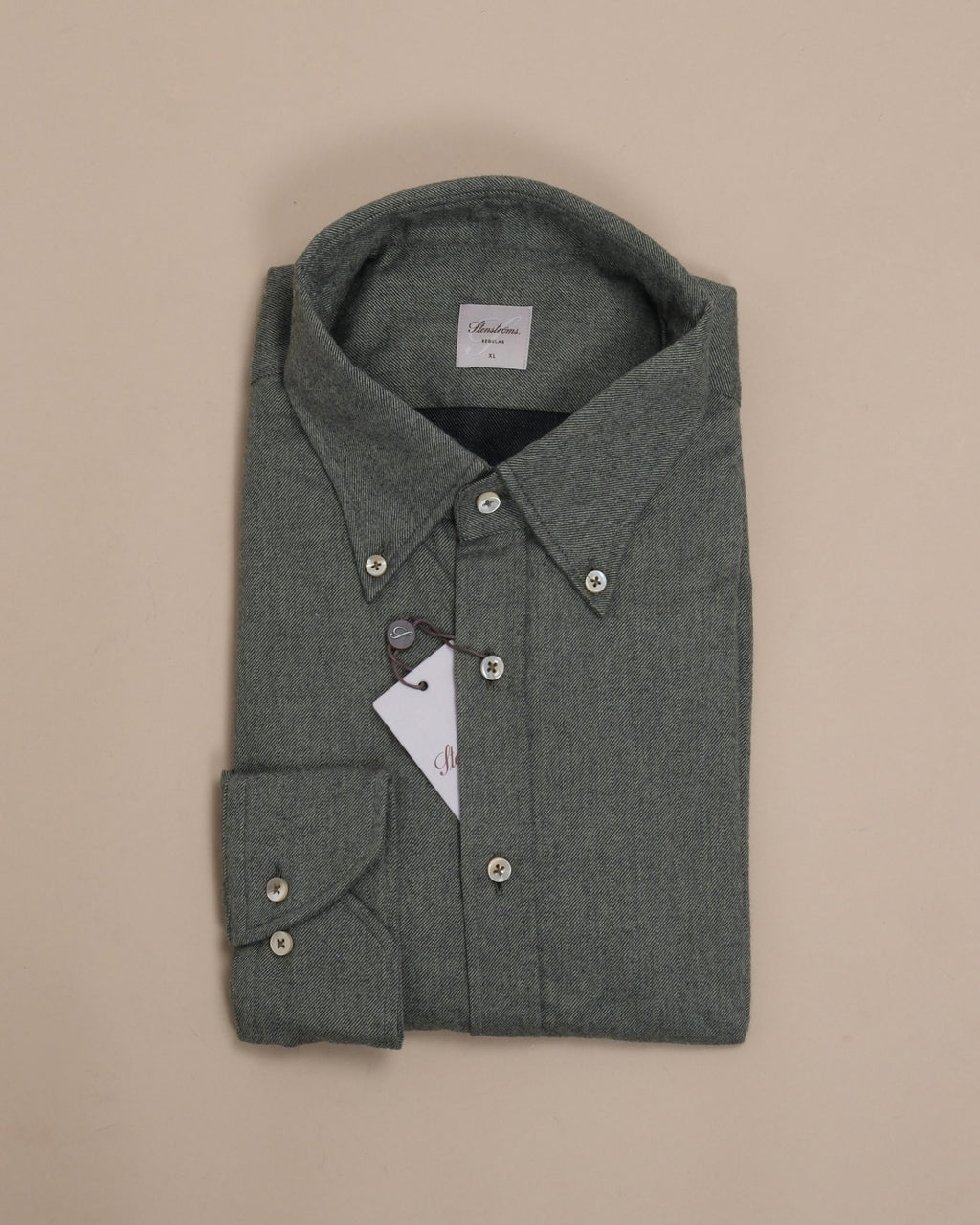 Green Cotton Flannel Twill Regular Shirt