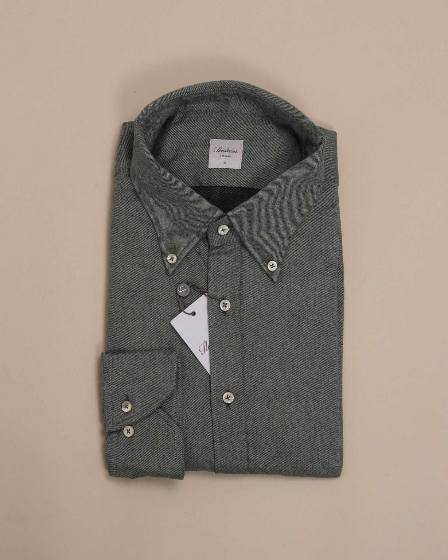 Green Cotton Flannel Twill Regular Shirt