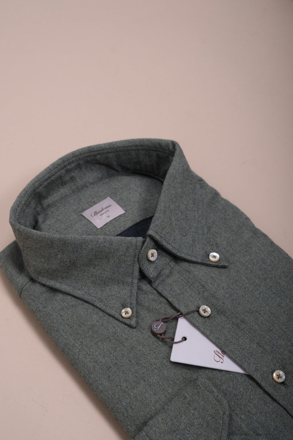 Green Cotton Flannel Twill Regular Shirt