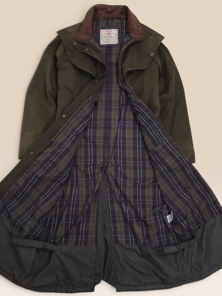 Olive Waxed Long Equestrian Riding Coat