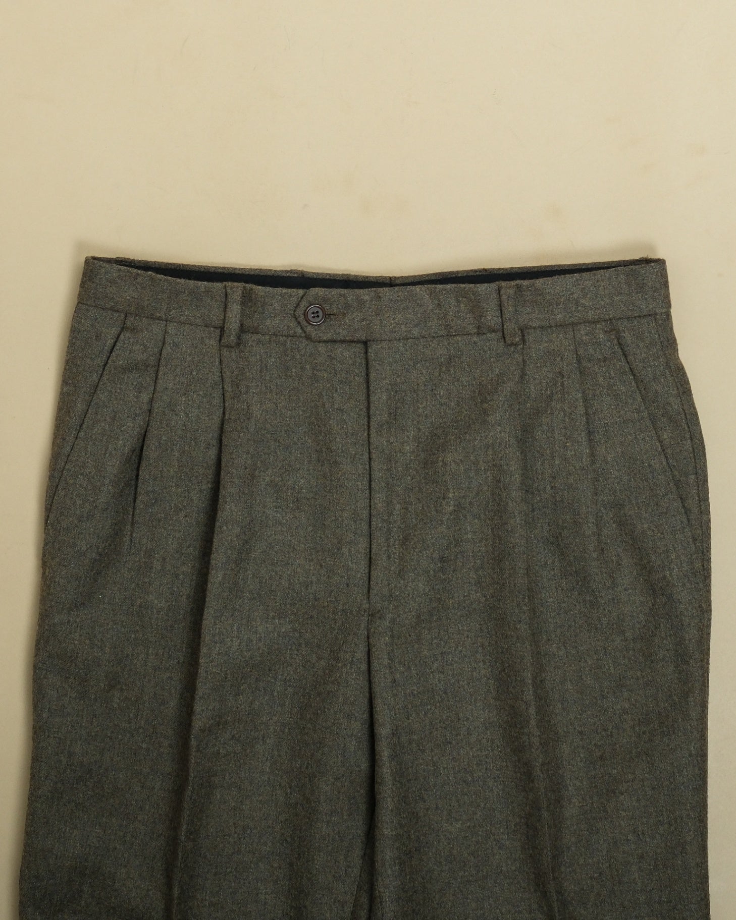 Moss Green High-Rise Wool Flannel Trousers
