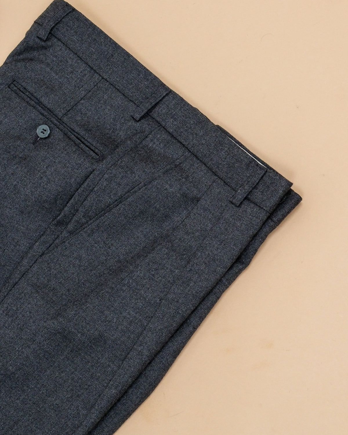 Grey Full-Cut Worsted Wool Twill Trousers