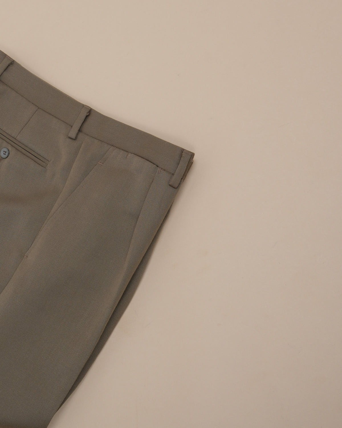 Olive Green Straight Fit Heavy Wool Twill Trousers
