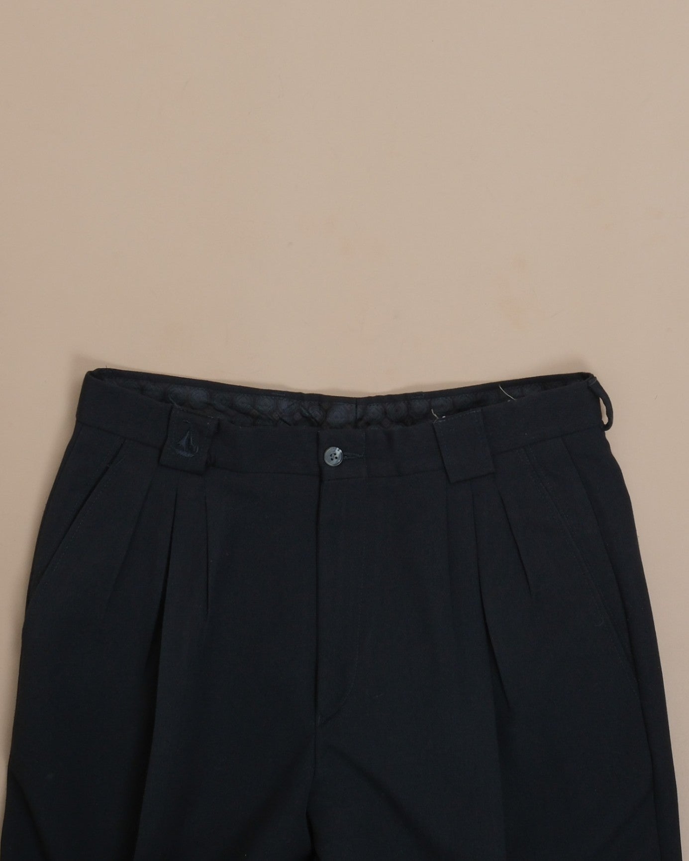 Black High-Rise Generous Wool Trousers
