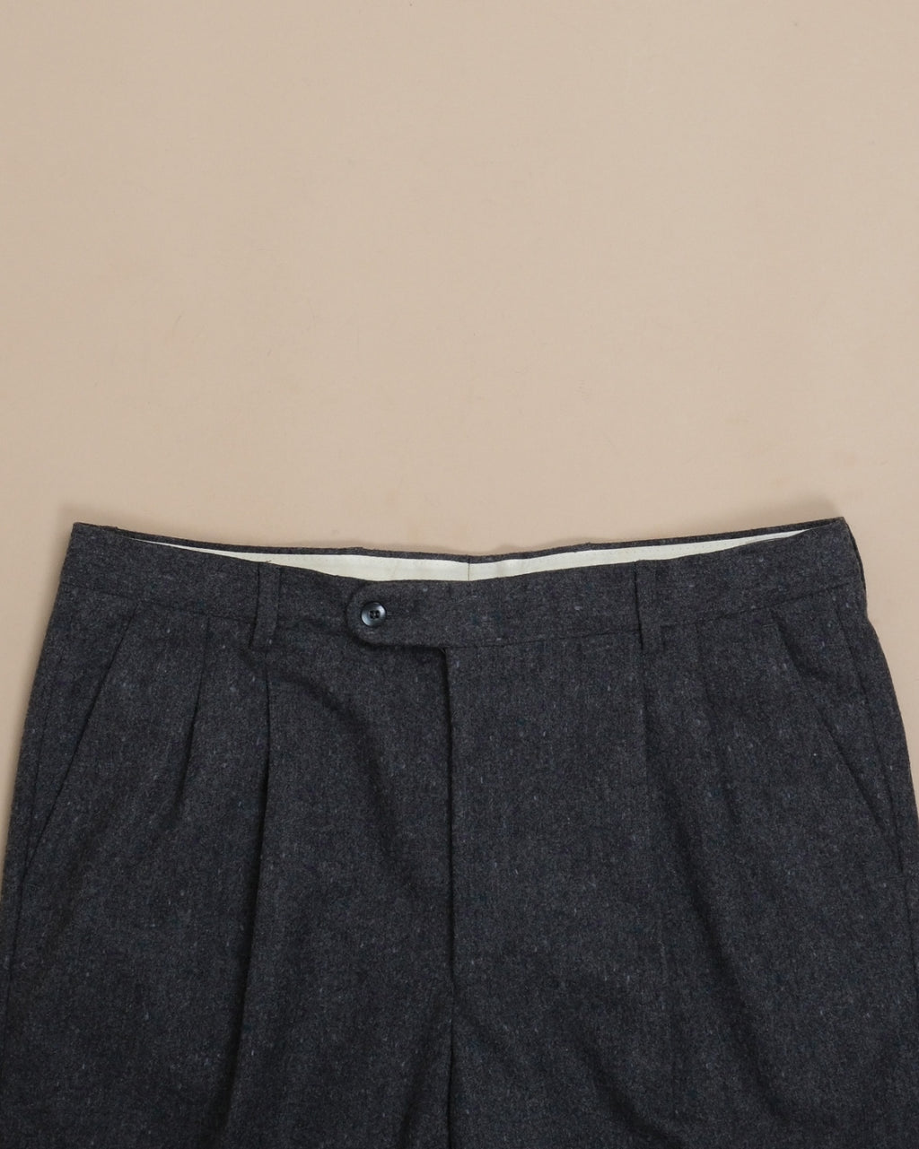 Flecked Grey Heavy Wool Flannel Trousers