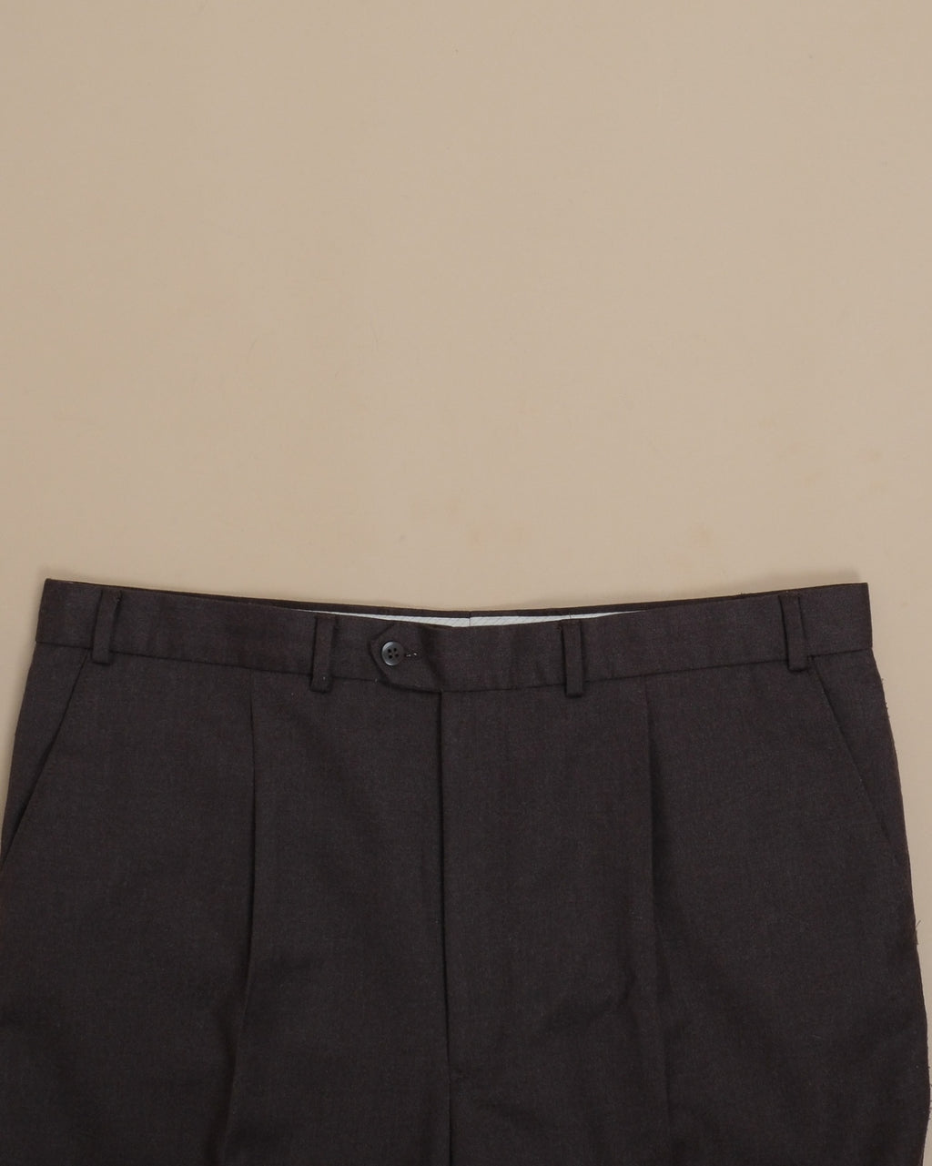 Brown Generous High-Rise Virgin Wool Flannel Trousers