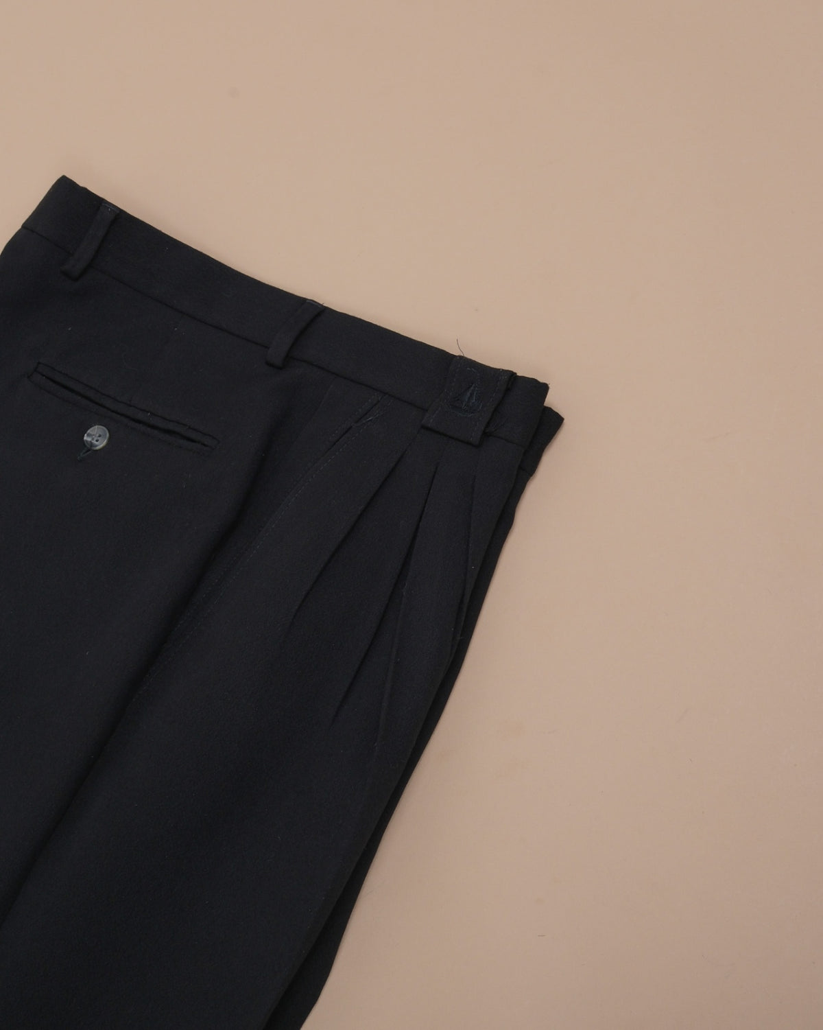 Black High-Rise Generous Wool Trousers