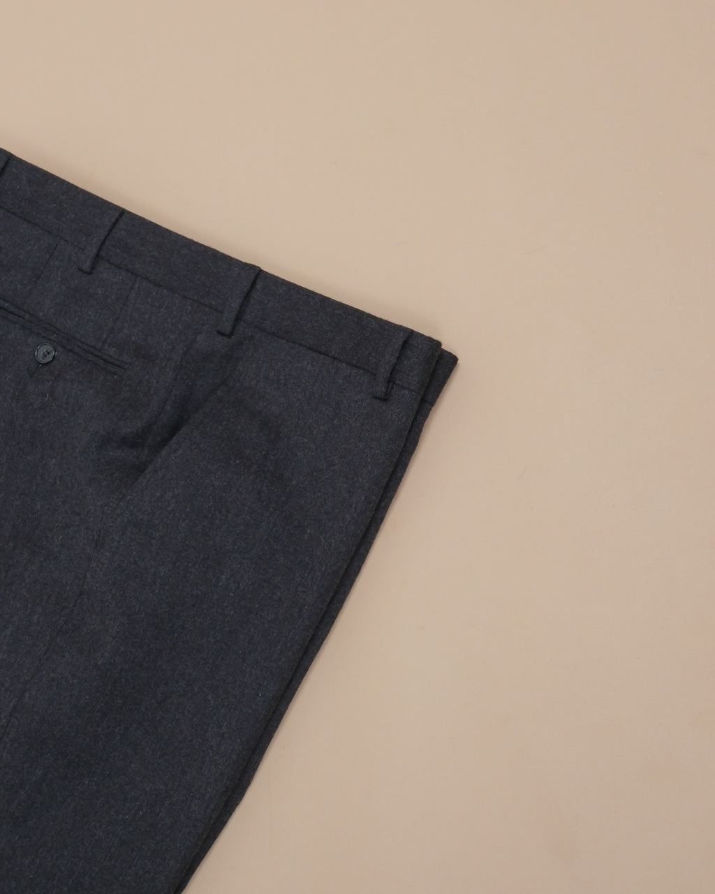 Dark Grey Straight Fit Virgin Wool Flannel Trousers