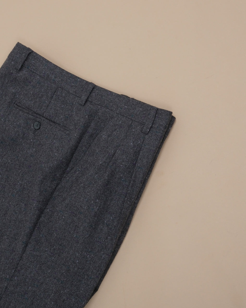 Flecked Grey Heavy Wool Flannel Trousers