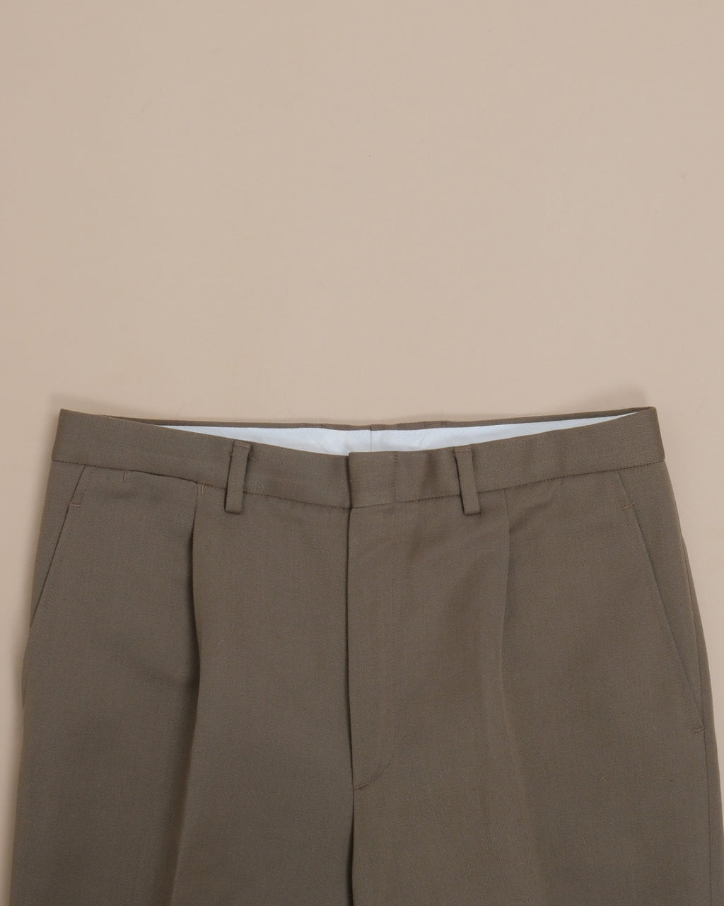 Olive Green Straight Fit Heavy Wool Twill Trousers