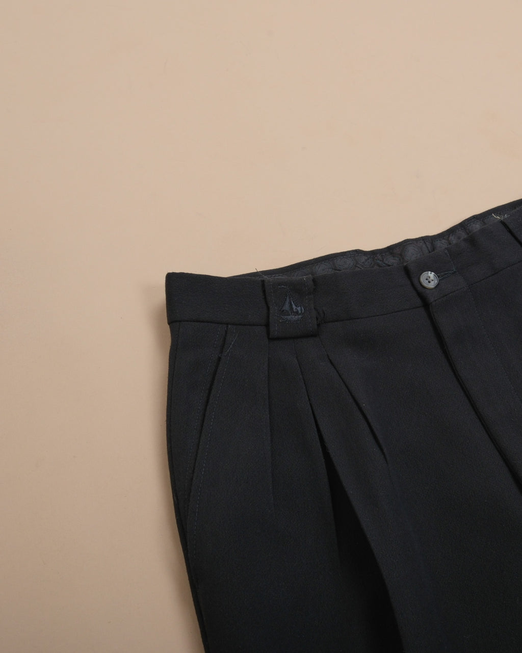 Black High-Rise Generous Wool Trousers