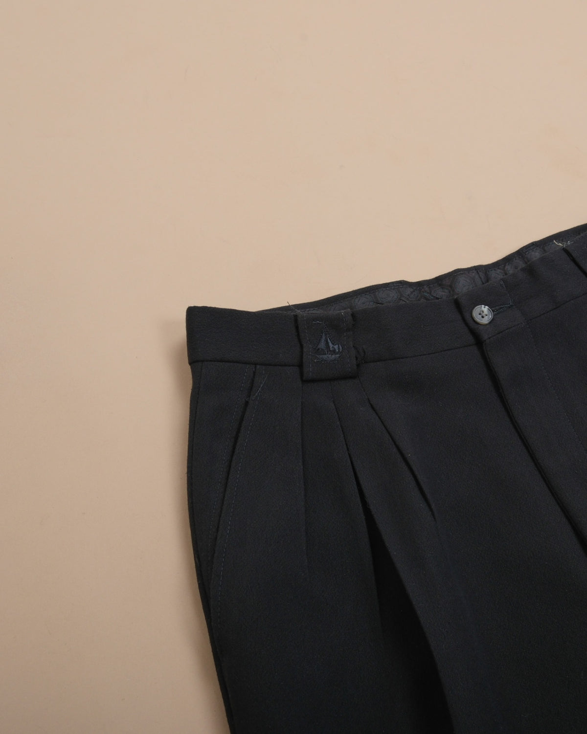 Black High-Rise Generous Wool Trousers