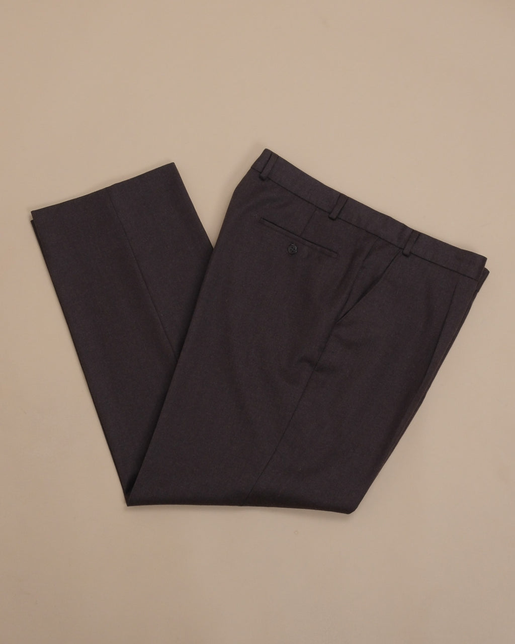 Brown Generous High-Rise Virgin Wool Flannel Trousers