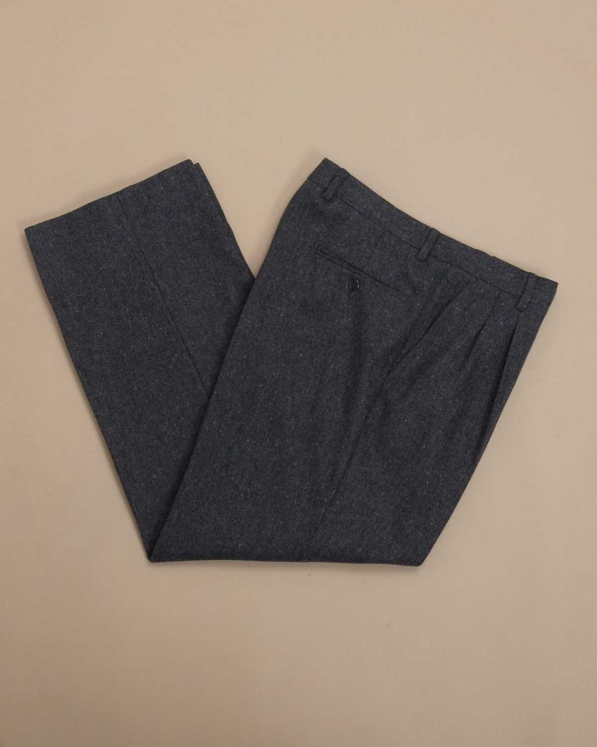 Flecked Grey Heavy Wool Flannel Trousers