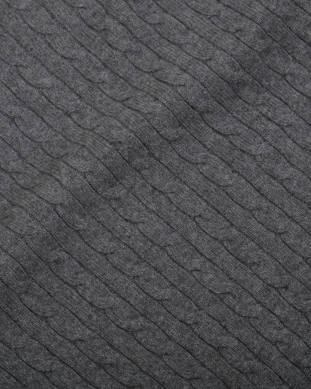 Dark Grey Cashmere Cable-Knit Crewneck