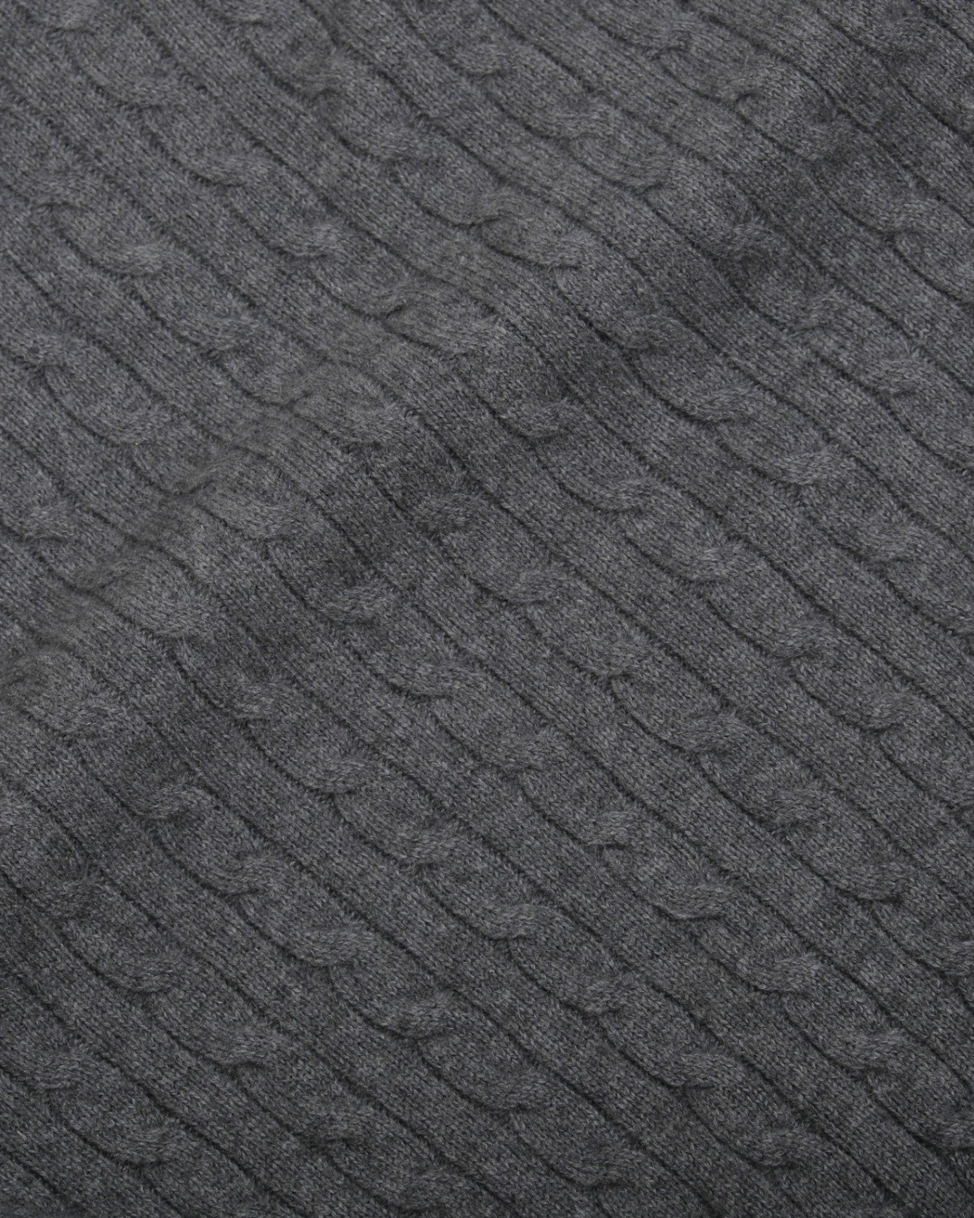 Dark Grey Cashmere Cable-Knit Crewneck