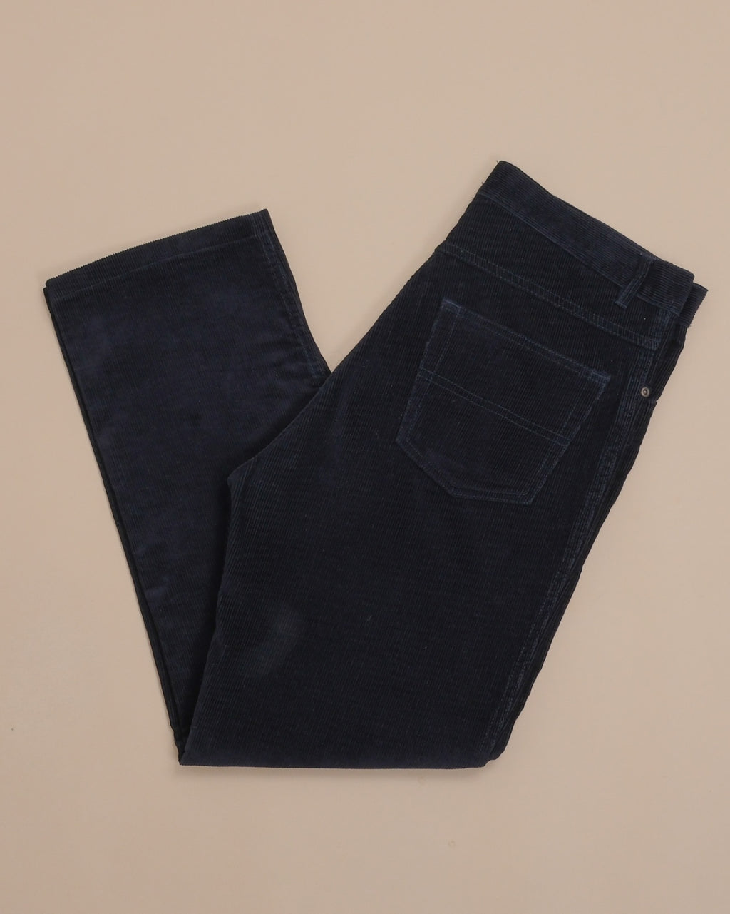 Dark Blue High-Rise 5-Pocket Corduroy Trousers