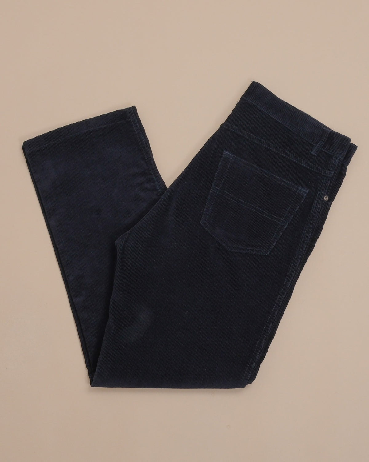 Dark Blue High-Rise 5-Pocket Corduroy Trousers