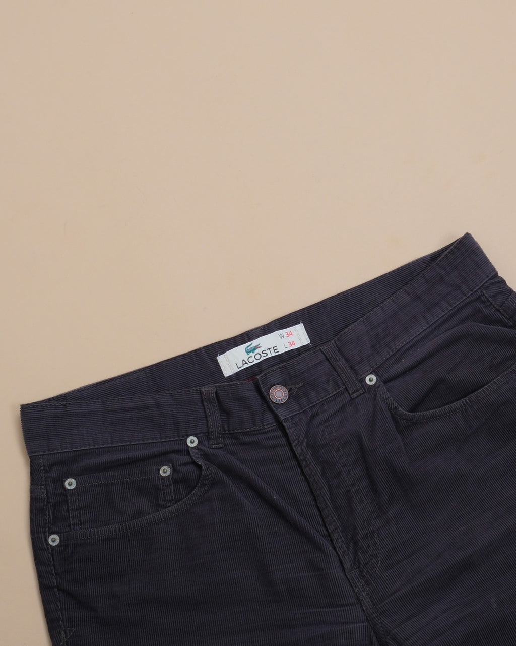 Gray 5-Pocket Corduroy Trousers