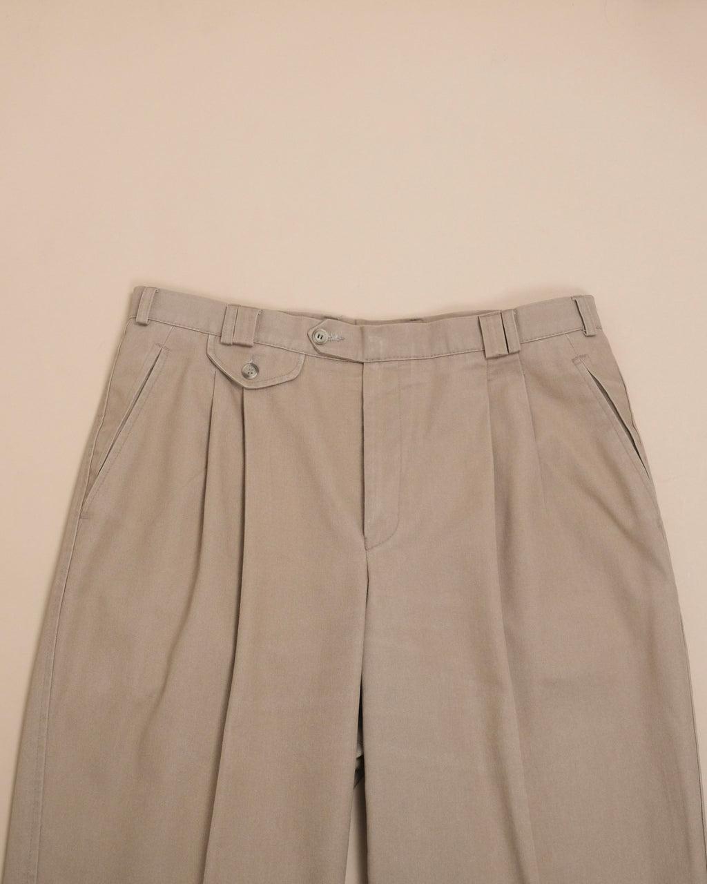 Khaki High-Rise Cotton Twill Trousers