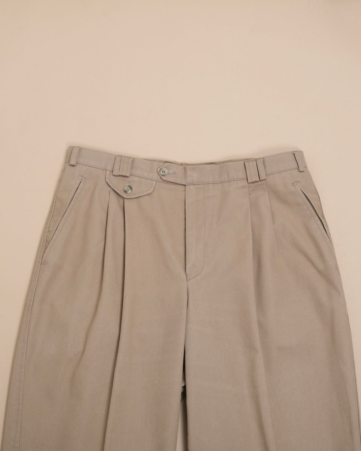 Khaki High-Rise Cotton Twill Trousers