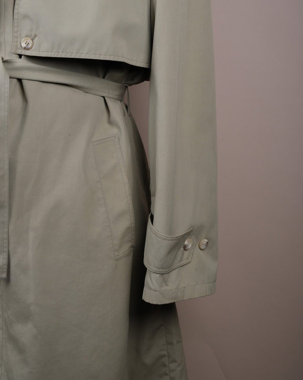 Beige Long Belted Cotton Trench Coat