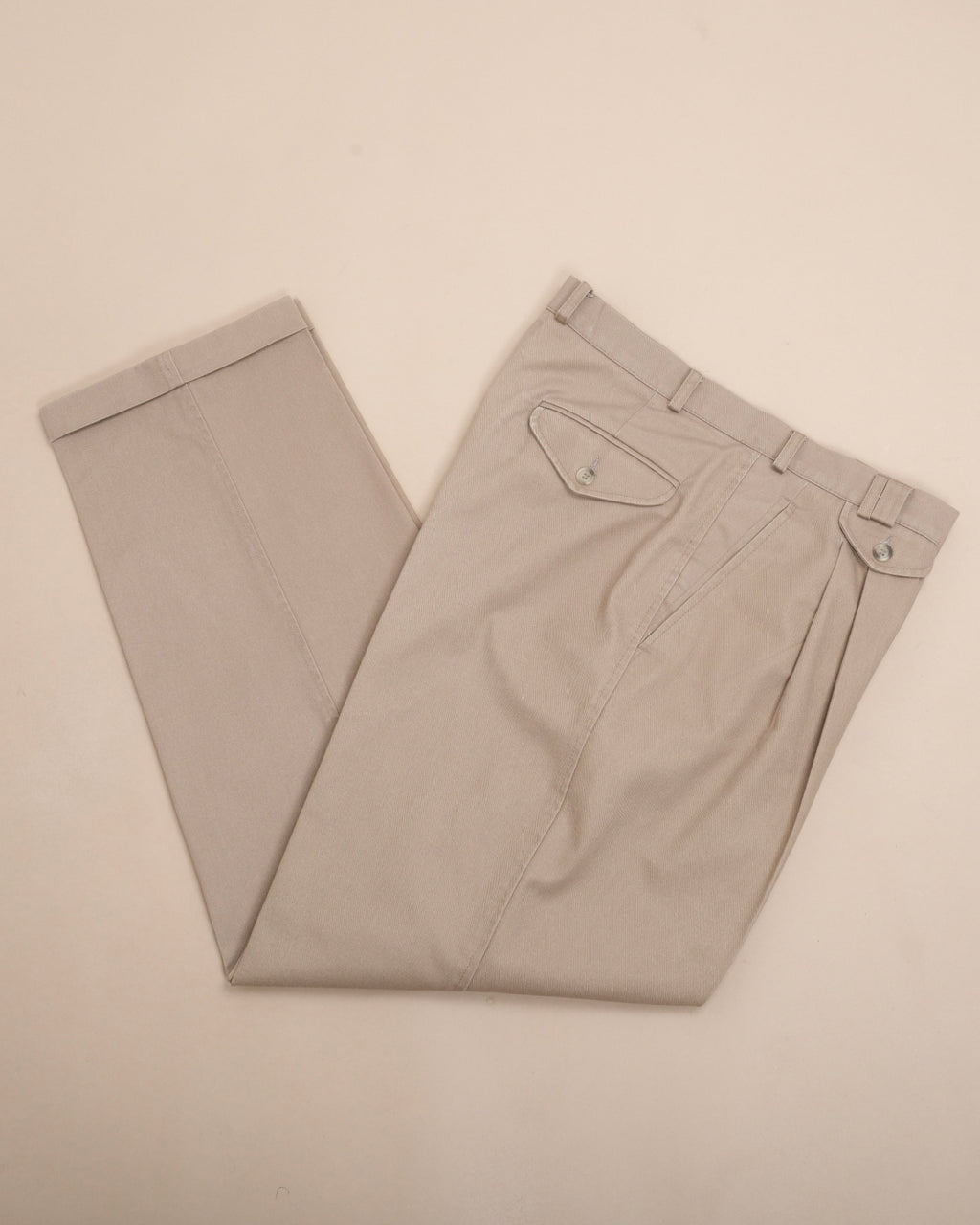 Khaki High-Rise Cotton Twill Trousers