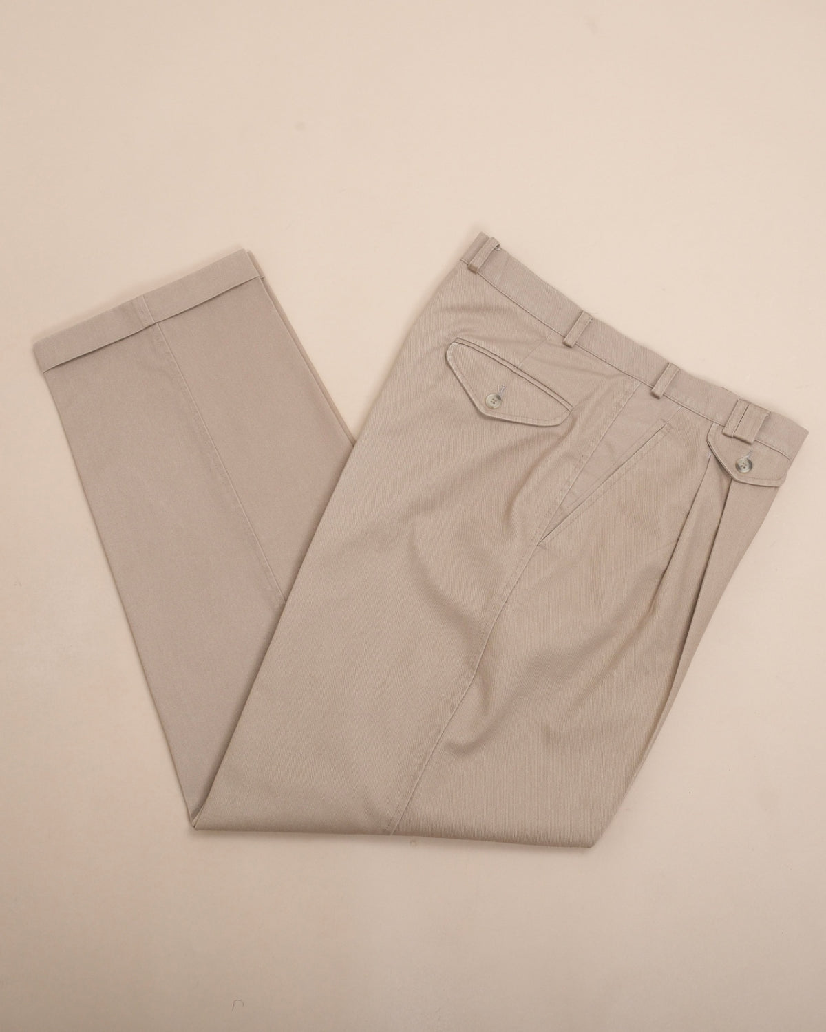 Khaki High-Rise Cotton Twill Trousers