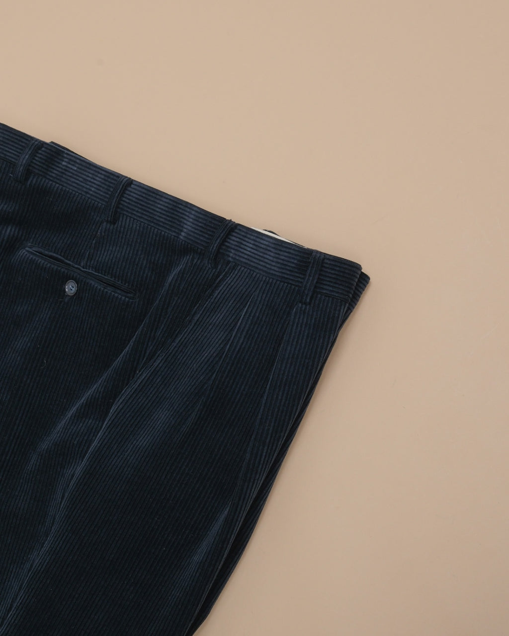 Navy High-Rise Straight Fit Corduroy Trousers