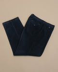 Navy High-Rise Full-Cut Corduroy Trousers