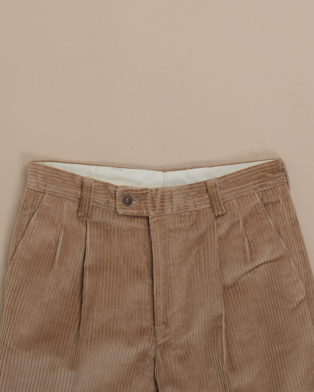 Brown Straight Fit Unhemmed Corduroy Trousers