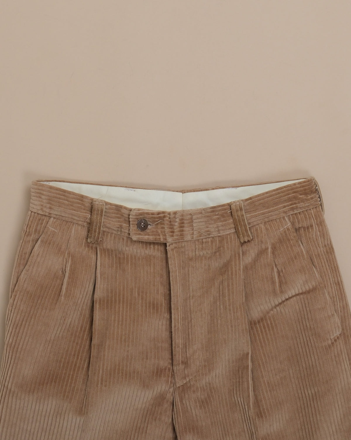 Brown Straight Fit Unhemmed Corduroy Trousers