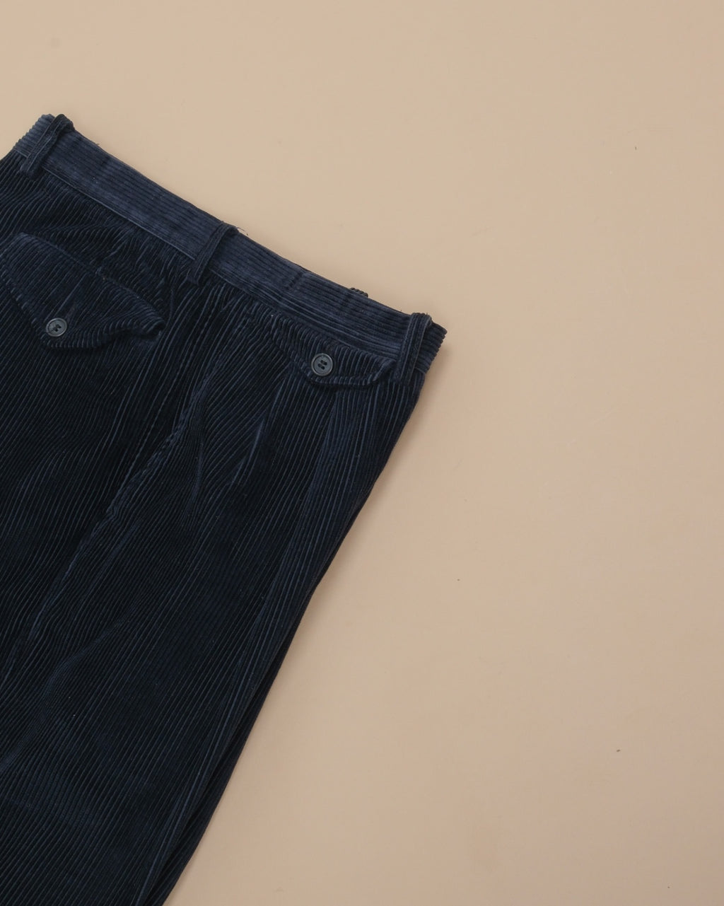 Navy High-Rise Full-Cut Corduroy Trousers
