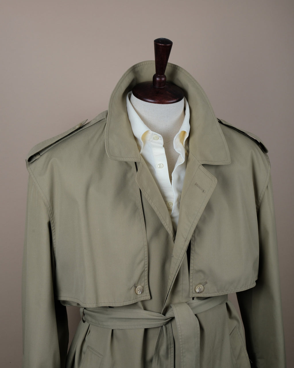 Beige Long Belted Cotton Trench Coat