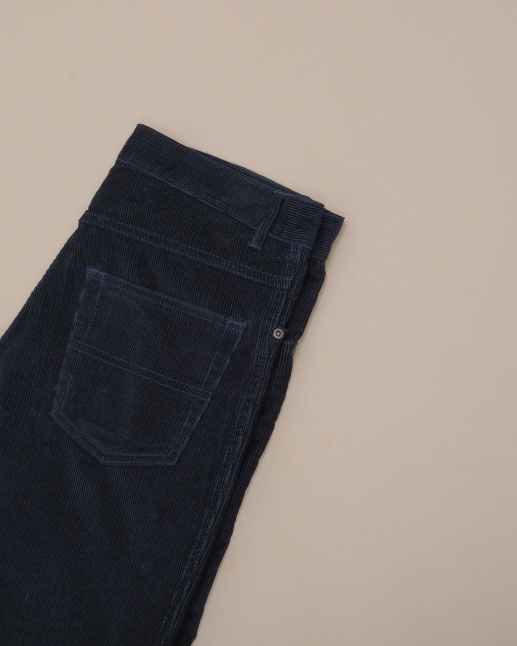 Dark Blue High-Rise 5-Pocket Corduroy Trousers