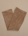 Brown Straight Fit Unhemmed Corduroy Trousers