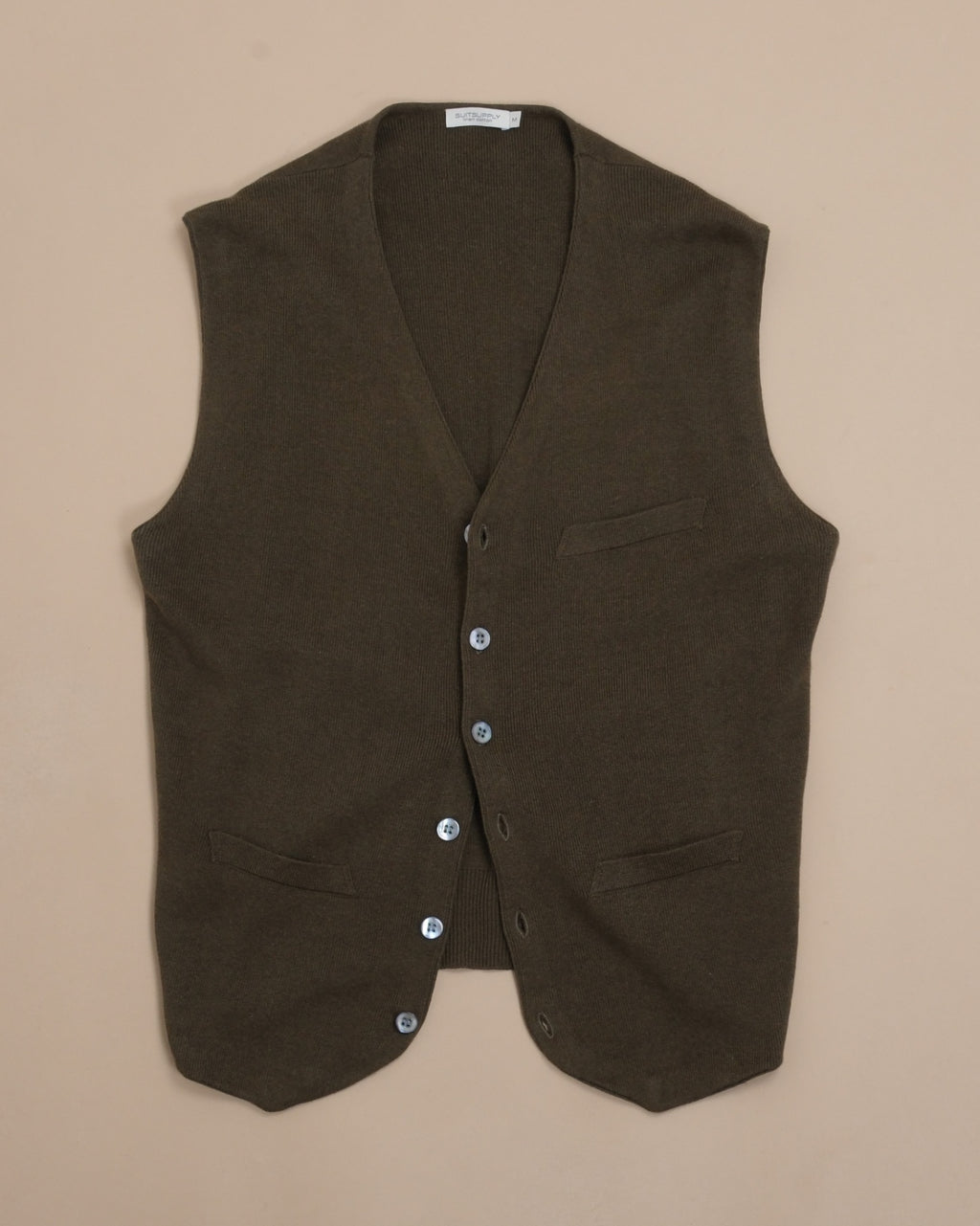 Dark Olive Linen/Cardigan Sleeveless Cardigan
