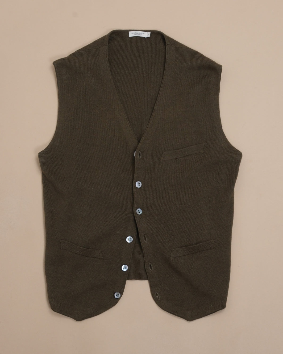 Dark Olive Linen/Cardigan Sleeveless Cardigan