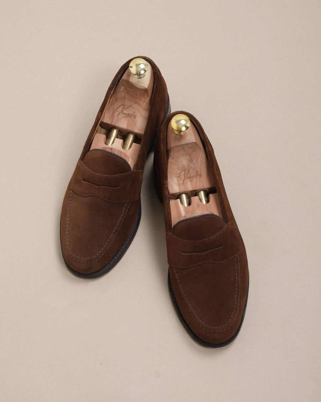 Tobacco Suede Eton Penny Loafers
