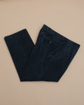 Navy High-Rise Straight Fit Corduroy Trousers