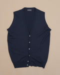 Navy Virgin Wool Sleeveles Cardigan