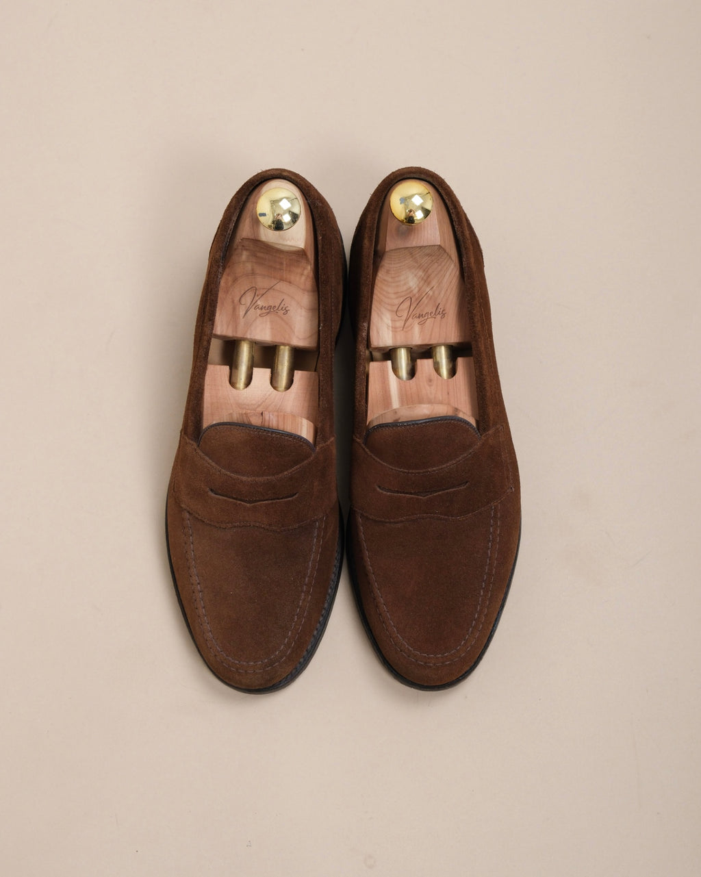 Tobacco Suede Eton Penny Loafers
