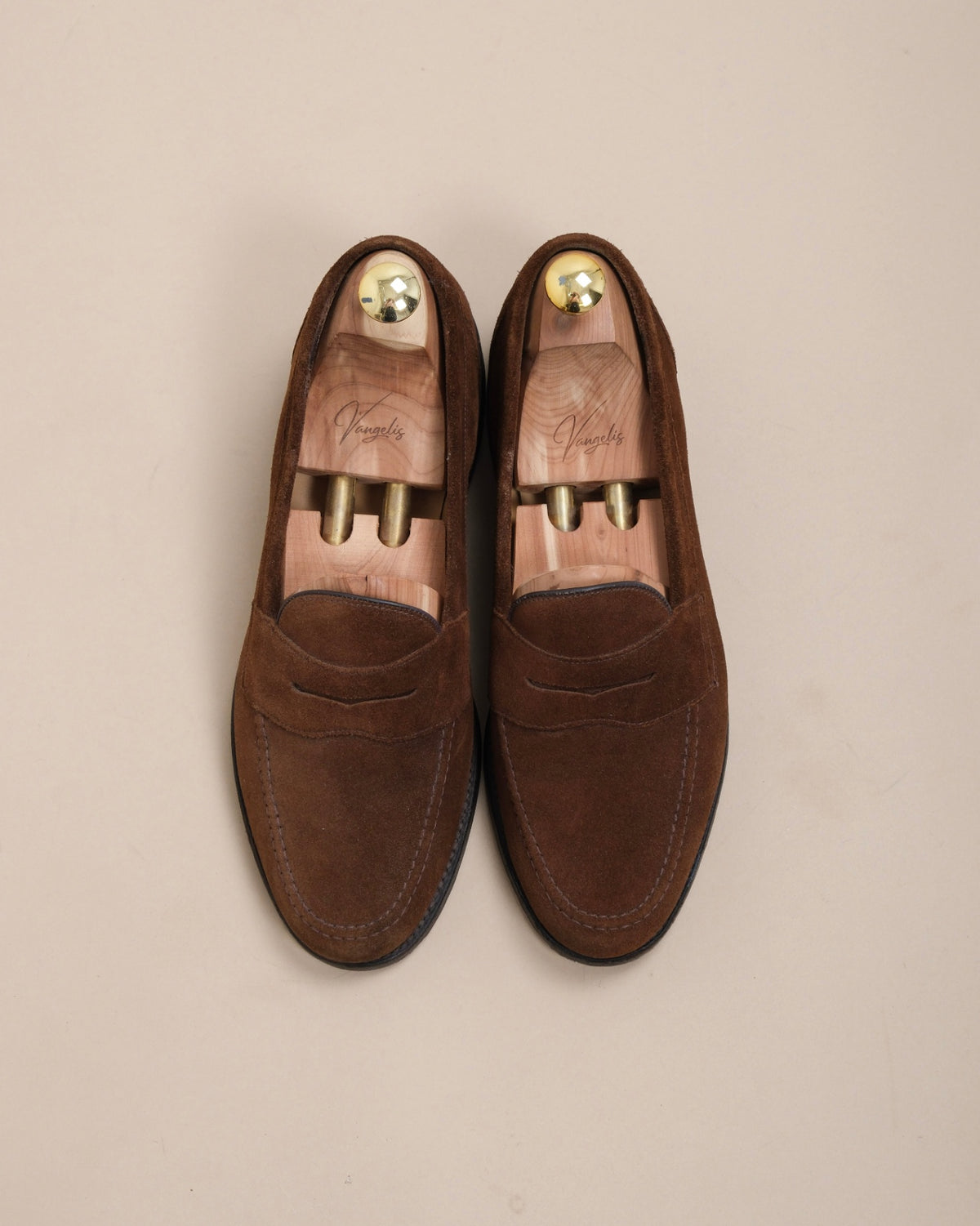 Tobacco Suede Eton Penny Loafers