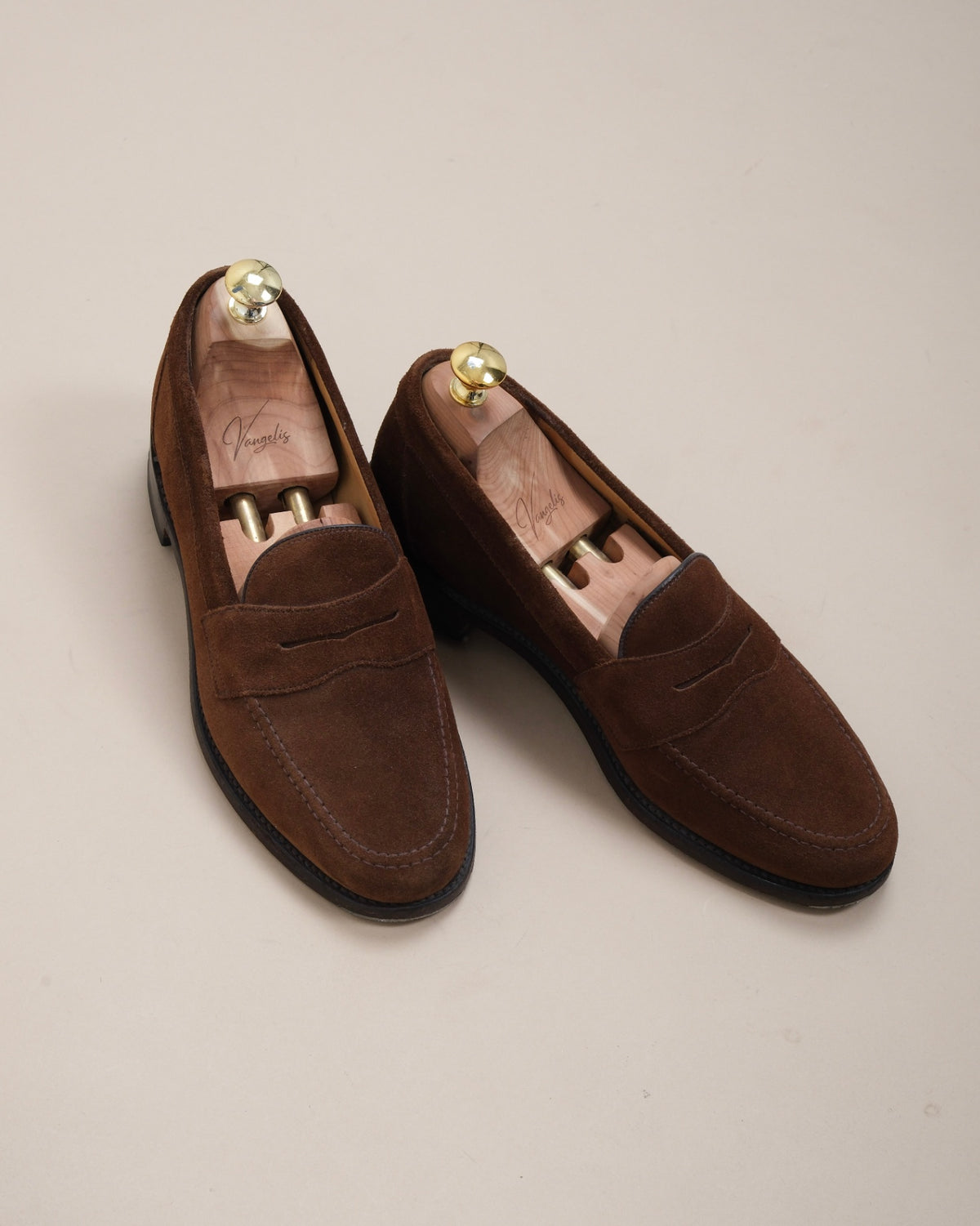 Tobacco Suede Eton Penny Loafers