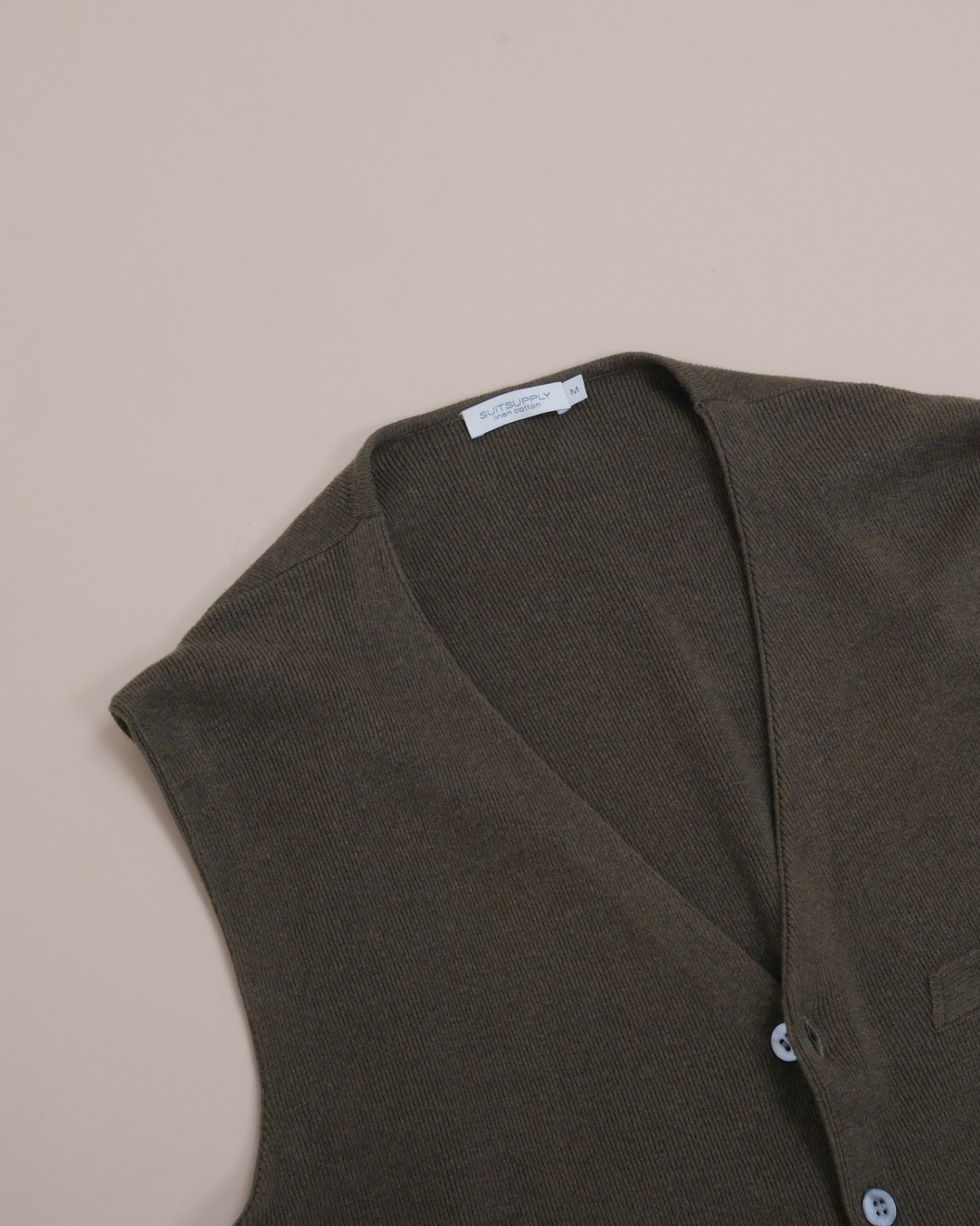 Dark Olive Linen/Cardigan Sleeveless Cardigan