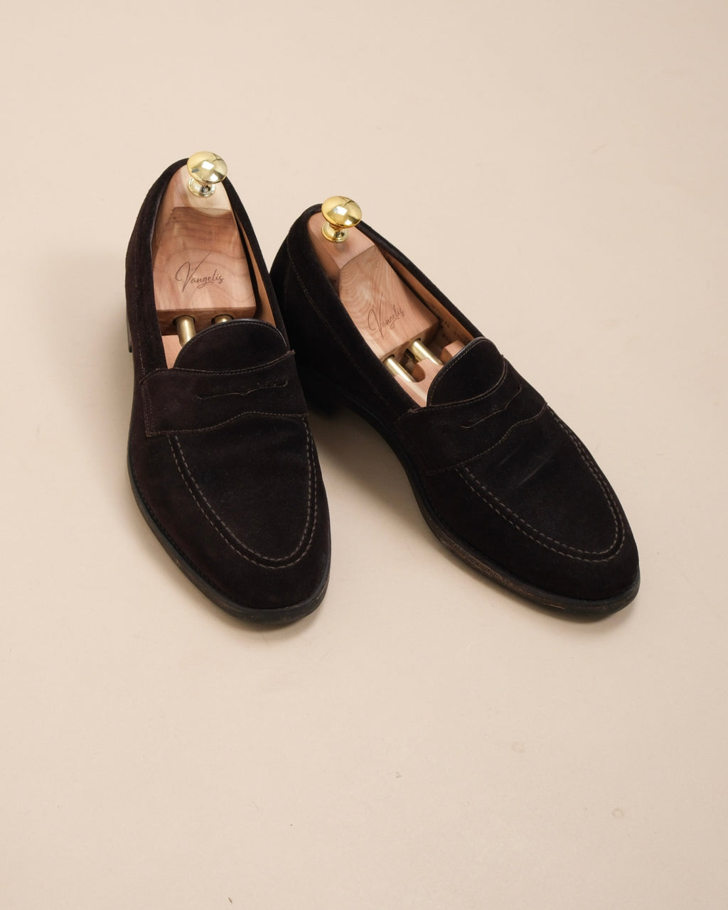 Dark Brown Suede Imperial Penny Loafers