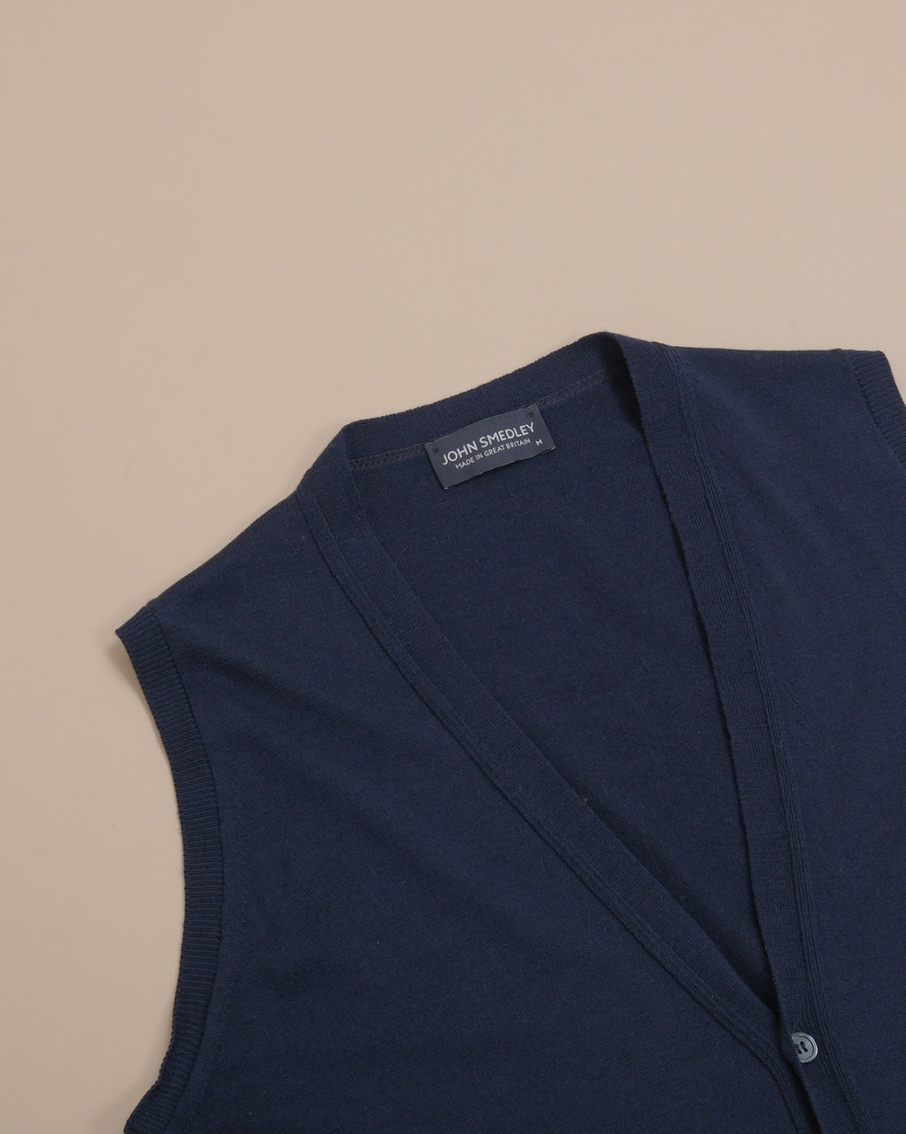Navy Virgin Wool Sleeveles Cardigan