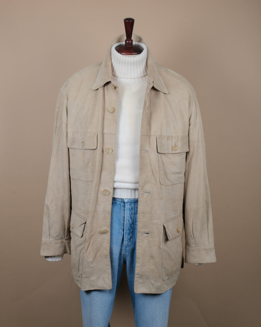 Cream Suede Safari Jacket