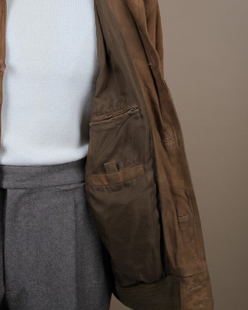 Light Mocha Suede Flight Jacket